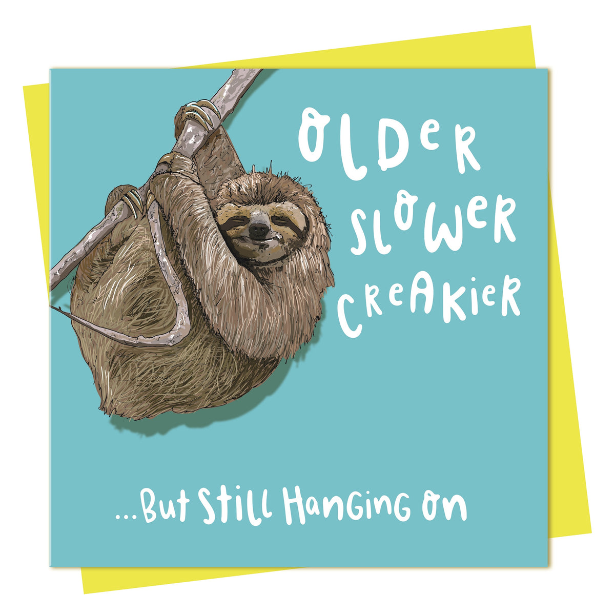 Birthday Card: Sloth Older Slower Creakier - Lovely Paper Stuff