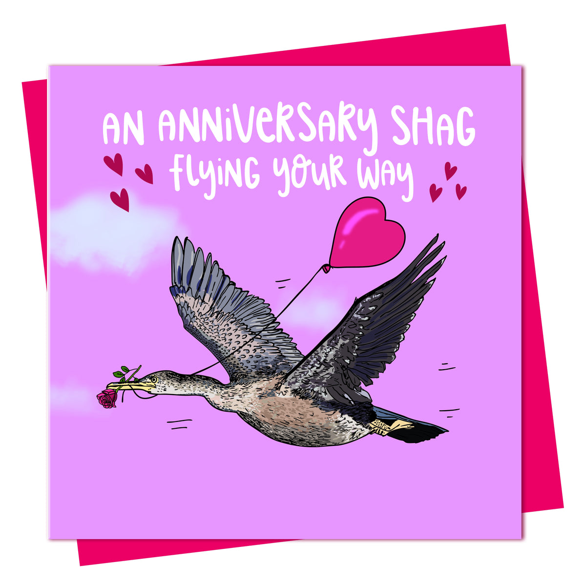 Anniversary Card: Anniversary Shag Flying Your Way  - Lovely Paper Stuff