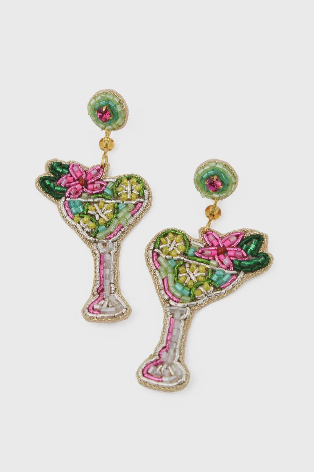 Earrings: Drop Handmade Beaded Lime  Cocktails - Multi - My Doris