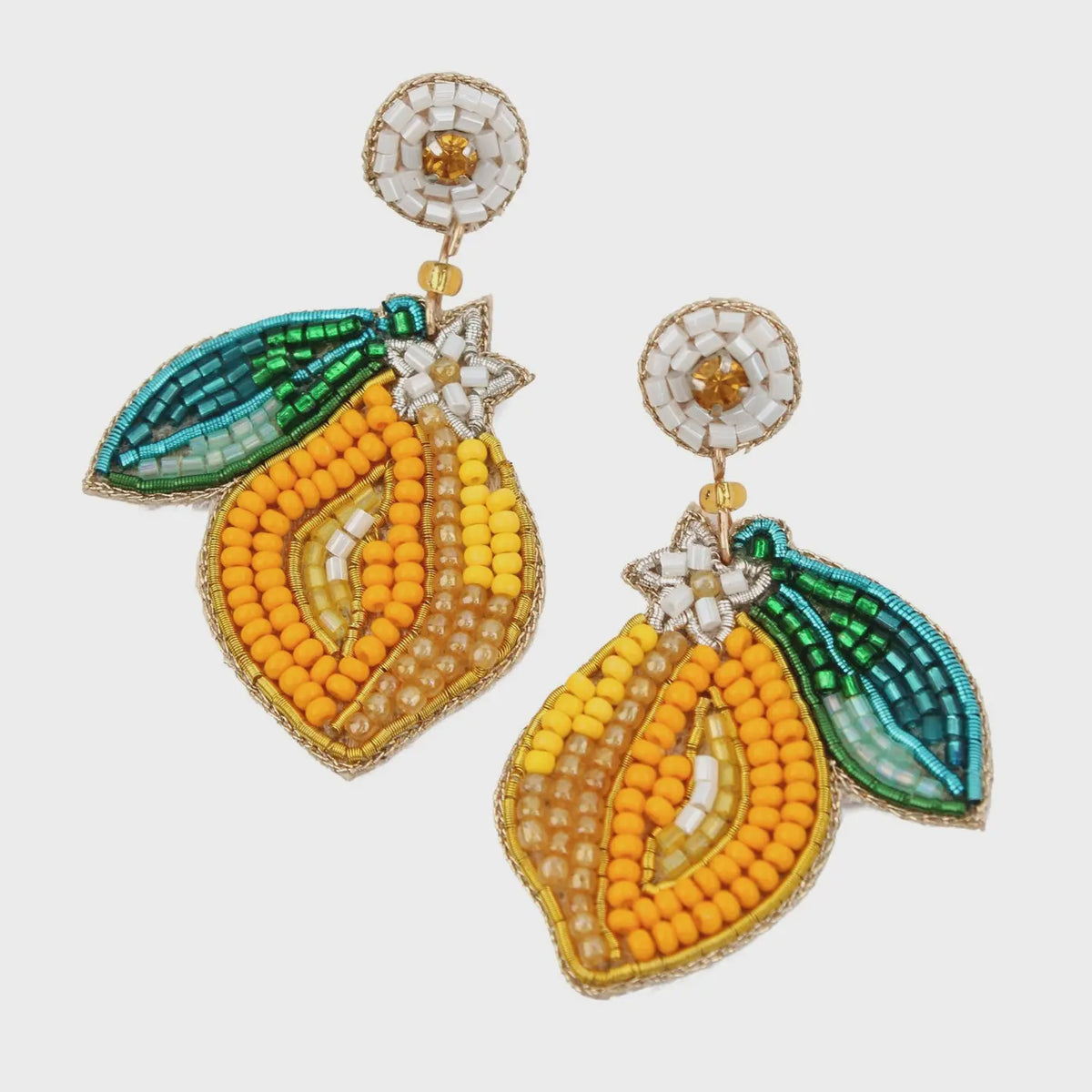Earrings: Drop Handmade Beaded Lemons - Yellow  - My Doris