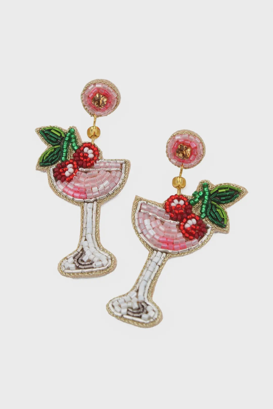 Earrings:  Drop Handmade Beaded Cocktails - Pink - My Doris