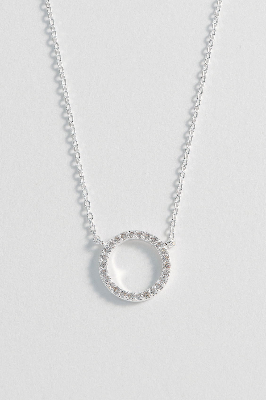 Necklace on Card: Pendant CZ Slider Open Circle YOU ARE CAPABLE OF AMAZING THINGS - Silver Plated - Estella Bartlett