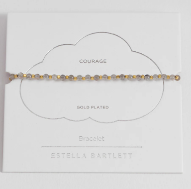 Bracelet on Message Card: Wellness Labradorite Lariat COURAGE  - Gold Plated - Estella Bartlett