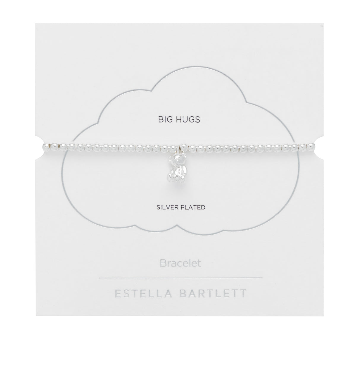Bracelet on Message Card: Bear BIG HUGS - Silver Plated - Estella Bartlett
