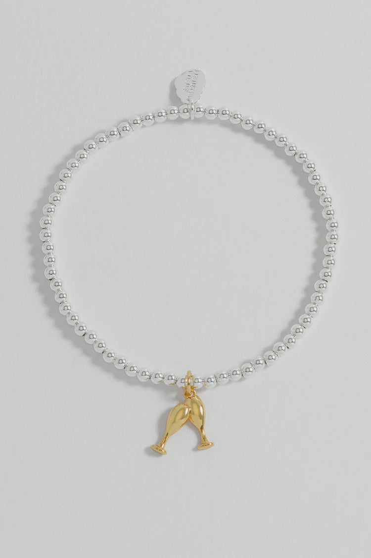 Bracelet on Message Card: Champagne Stretch Small Bead - Silver & Gold Plated - Estella Bartlett