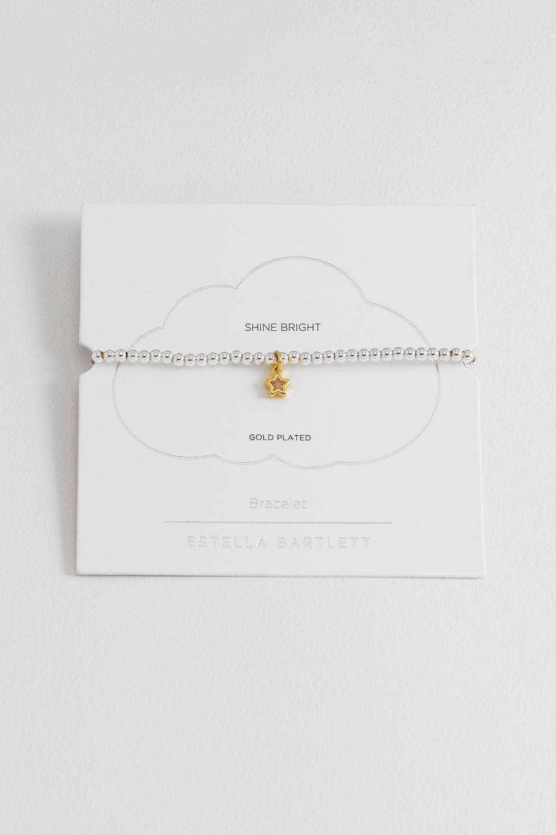 Bracelet on Message Card: CZ Star Stretch SHINE BRIGHT - Silver Plated - Estella Bartlett