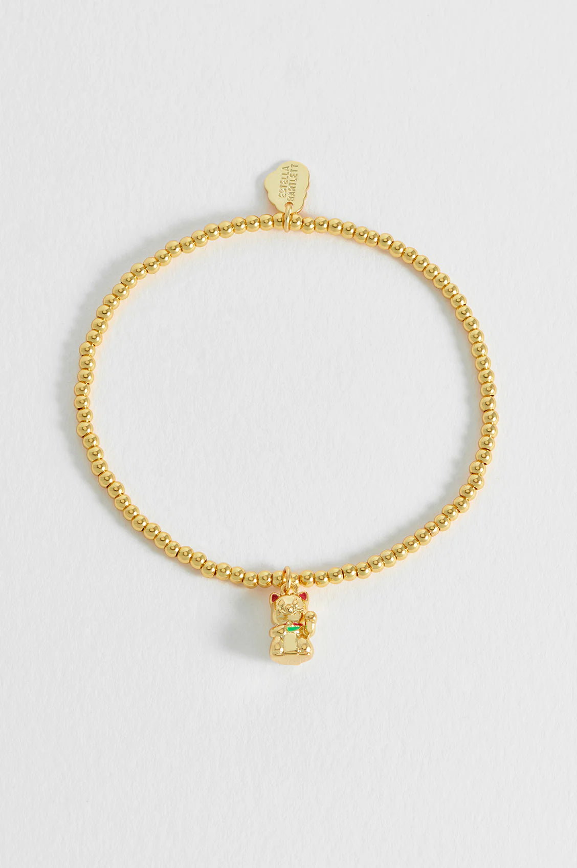 Bracelet on Message Card: Sienna Lucky Cat - LUCKY YOU - Gold Plated - Estella Bartlett