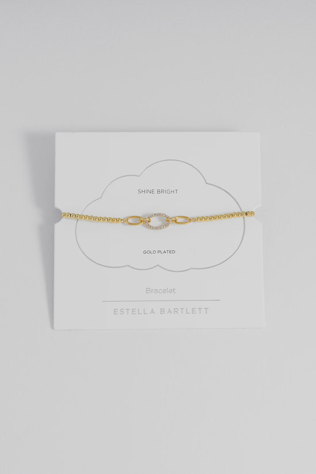 Bracelet on Message Card: Oval Link CZ Louise - SHINE BRIGHT - Gold Plated - Estella Bartlett