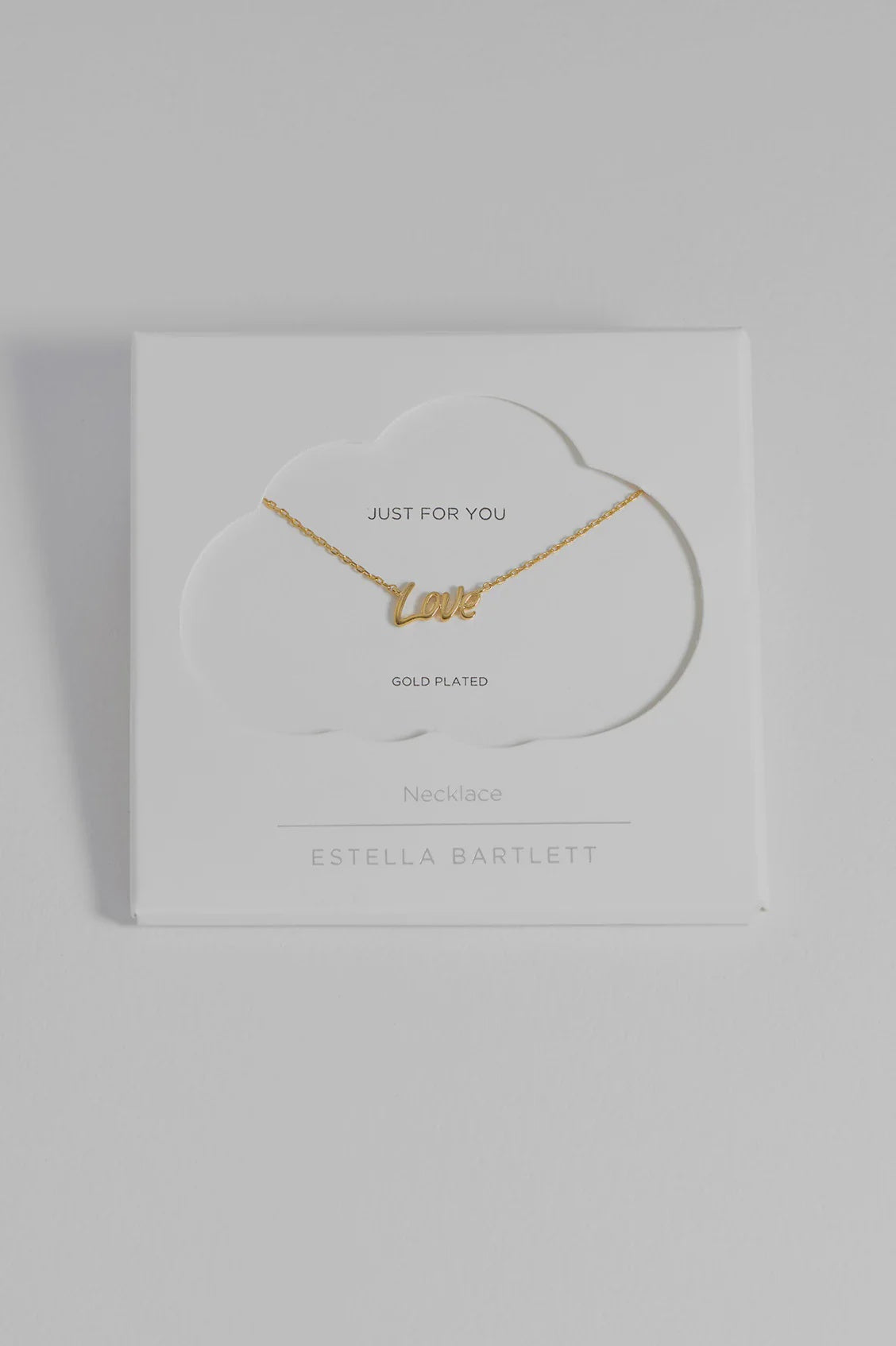 Necklace on Card: Short Chain - Love- JUST FOR YOU - Gold Plated - Estella Bartlett