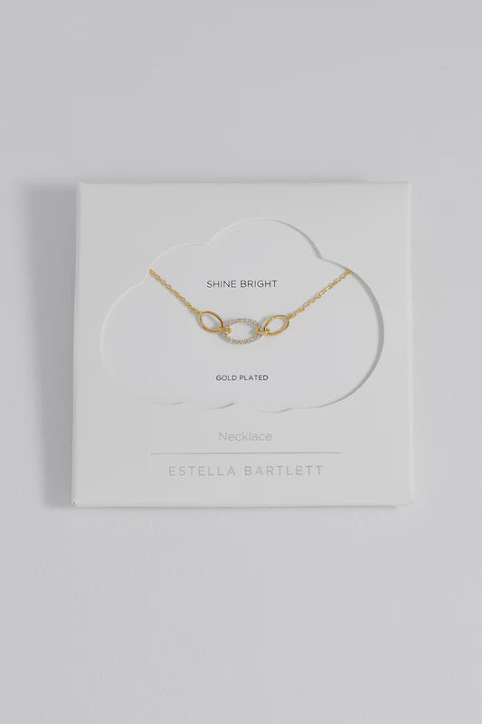 Necklace on Card: Pendant Oval Link CZ Chain - Gold Plated - Estella Bartlett