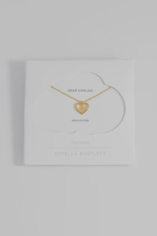 Necklace on Card: Pendant Heart CZ - Gold Plated - Estella Bartlett