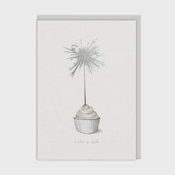 Birthday  Card: Silver Foil  Make A Wish Greeting E. Frances Paper - Ohh Deer
