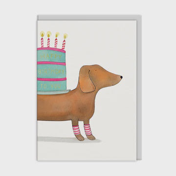 Birthday  Card: Gold Foil  Dachshund Greeting E. Frances Paper - Ohh Deer