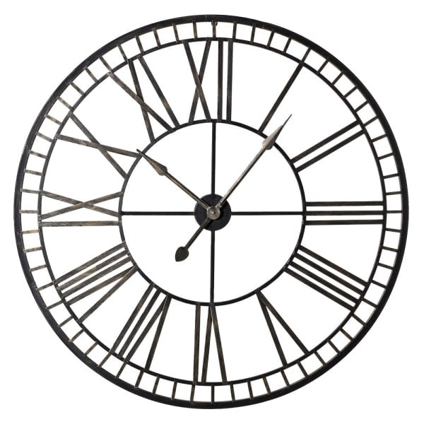 Clock: Metal Roman Numerals - Black & Gold