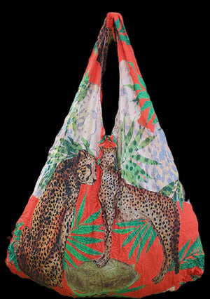 Reuseable Shopping Bag: Crinkle Leopard Palm Magic Expandable - Orange - My Little Eco Bag