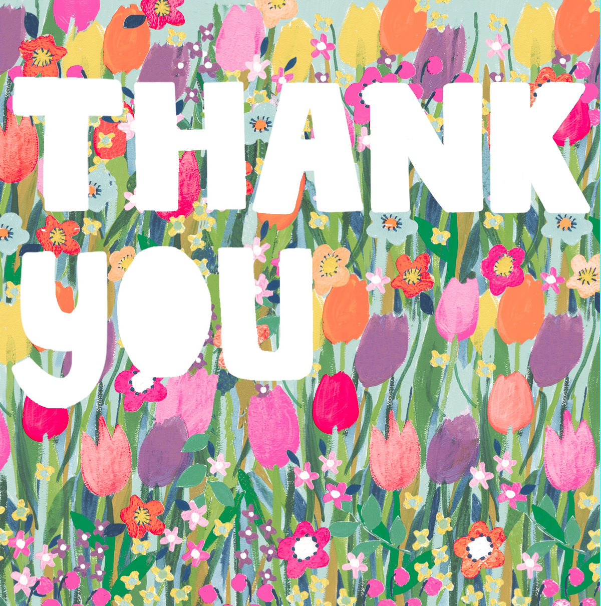 Thank You Card: Flowers - Bright - Paper Salad