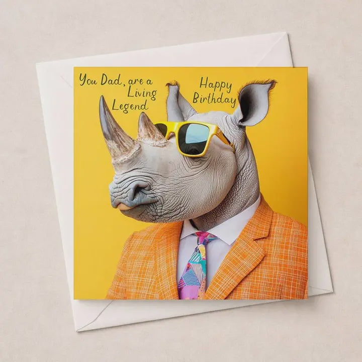 Dad  Card: Dapper Rhino Photo  - Hammond Gower