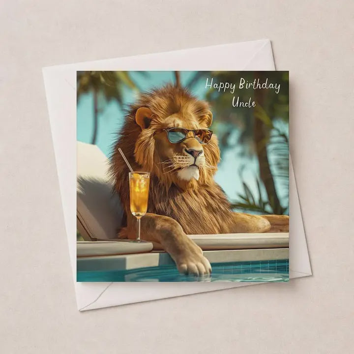 Uncle  Card: Lion By The Pool Photo  - Hammond Gower