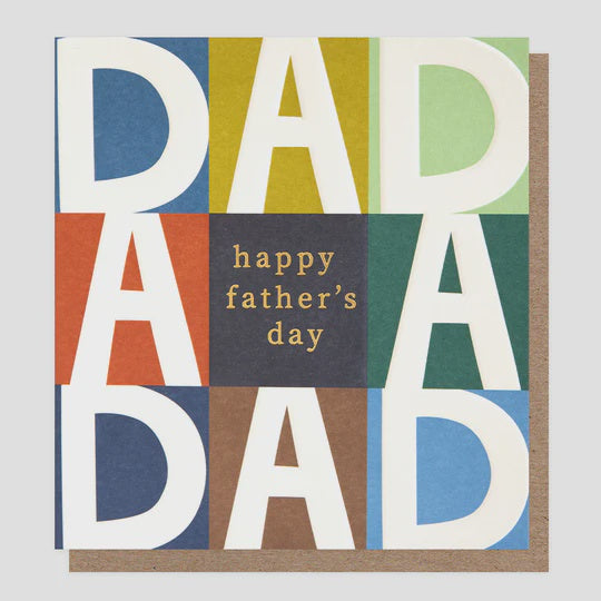 Fathers Day  Card: Gold Foil   Happy Father's Day Dad Grid  - Caroline Gardner