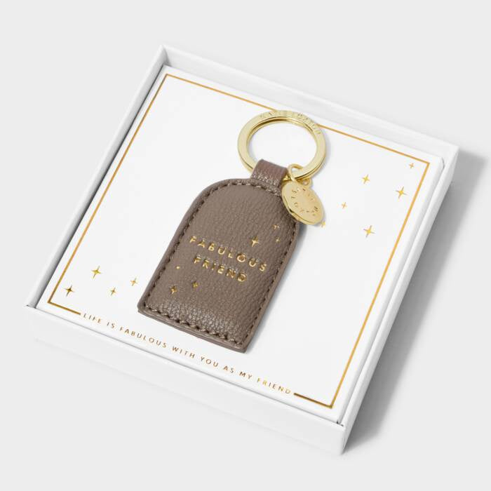 Boxed Keyring: Soft Vegan Leather - Fabulous Friend - BROWN - Katie Loxton