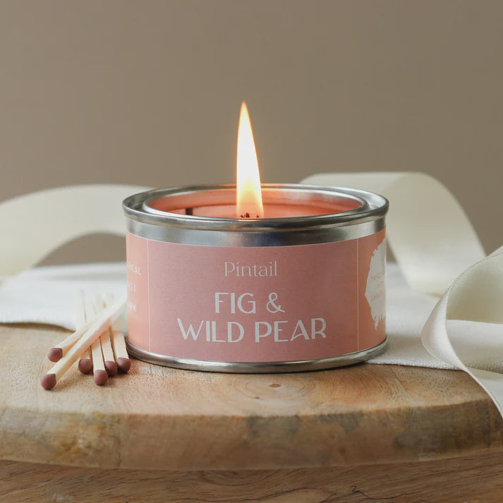 Candle: Scented Tin 14 hrs - Fig & Wild Pear - Pink Wax