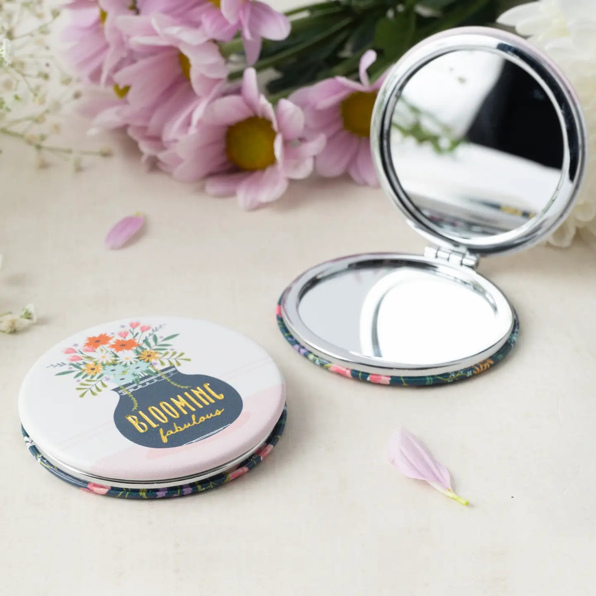 Compact Mirror: Leatherette Blooming Fabulous - Multicolour Floral - CGB Giftware