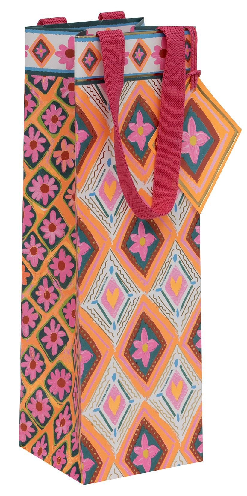 Gift Bag: Bottle  Floral Fusion - Multi - Paper Salad