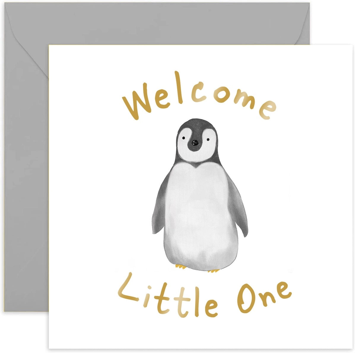 New Baby Card: Neutral Welcome Little One Penguin - Old English Company
