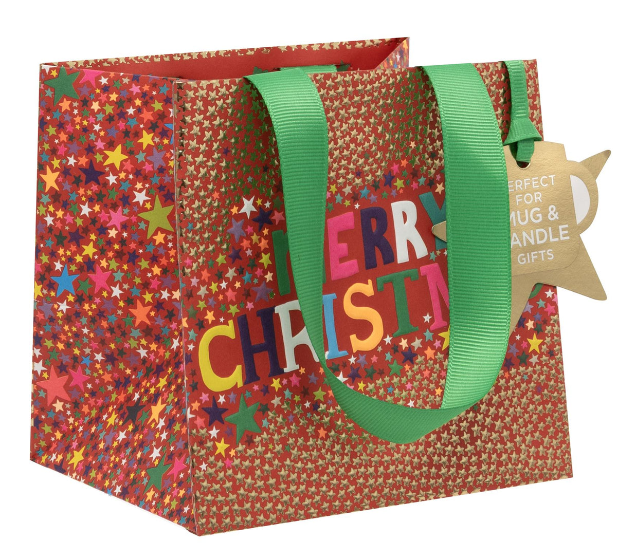 Gift Bag: Short Medium CHRISTMAS Starburst - Red  - Glick
