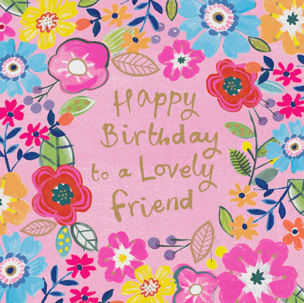 Friend Card: Lovely Friend Bright Floral - Paper Salad