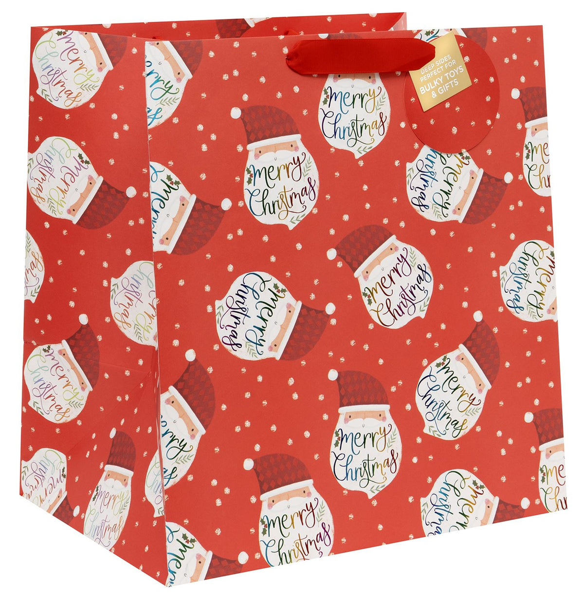 Gift Bag: Extra Large Rainbow Santa -Red - Glick