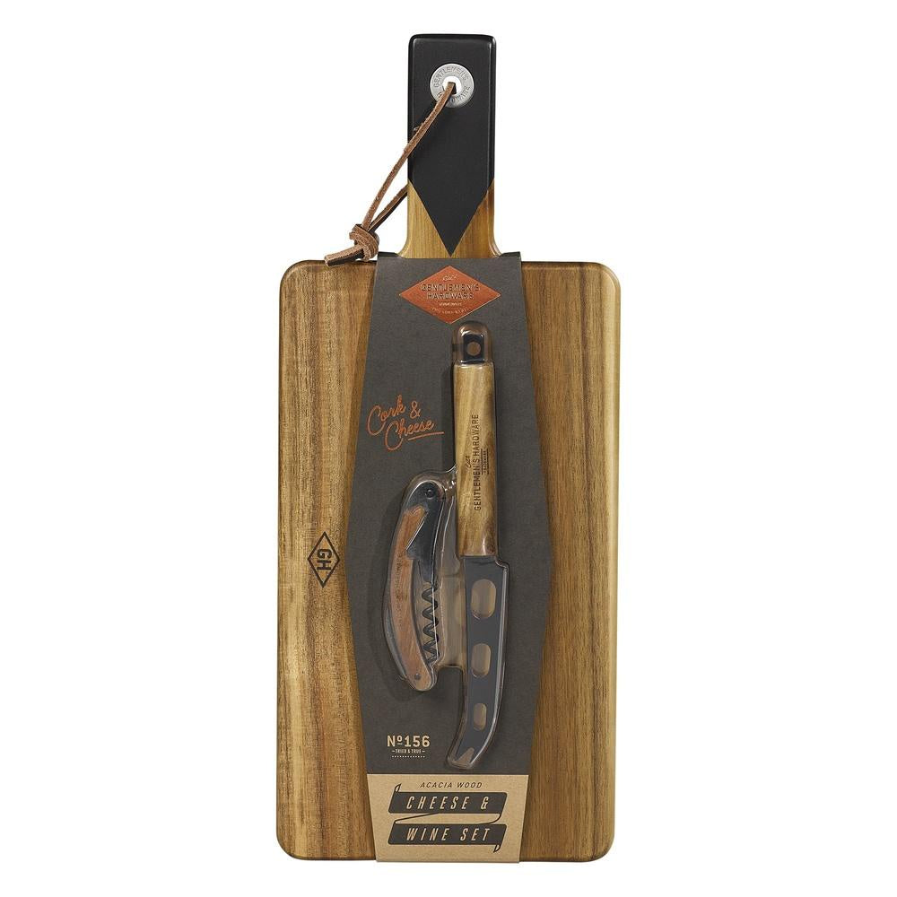 Cheese & Wine Set: Board with Knife & Bottle Opener - Gentlemans Hardware