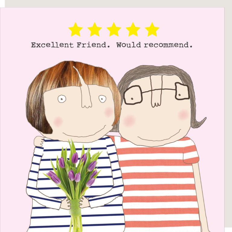 Friend Card: Funny Five Star Friend Would Recommend Five Stars - Pink - Rosie Made a Thing