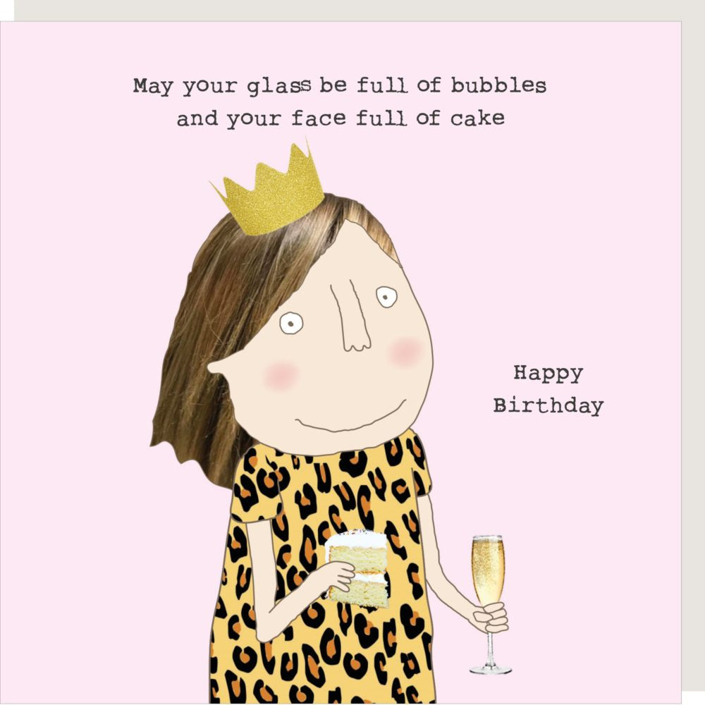 Birthday Card: Funny BUBBLES & CAKE  - Rosie Made A Thing