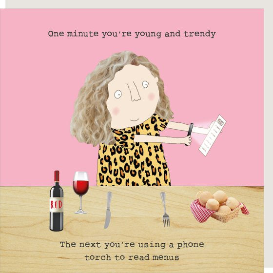 Birthday Card: Funny Young Trendy Read Menus  - Rosie Made a Thing