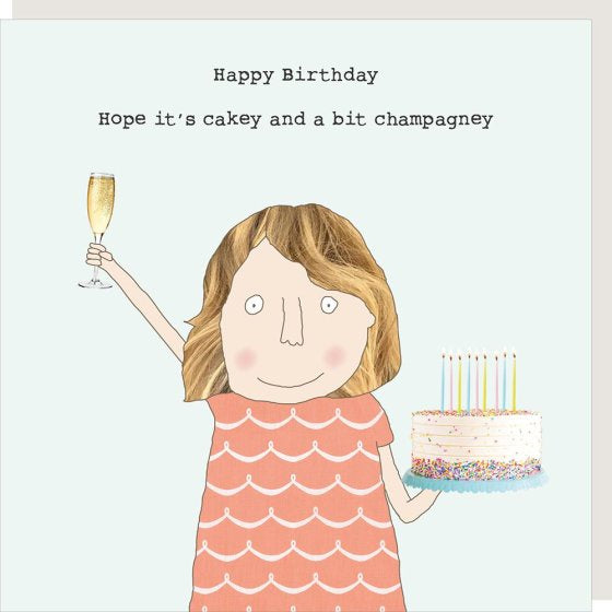 Birthday Card: Funny Champagney Flute Cake - Rosie Made a Thing