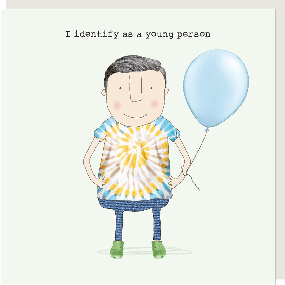 Male Card: Funny Identify As A Young Person Balloon - Rosie Made a Thing