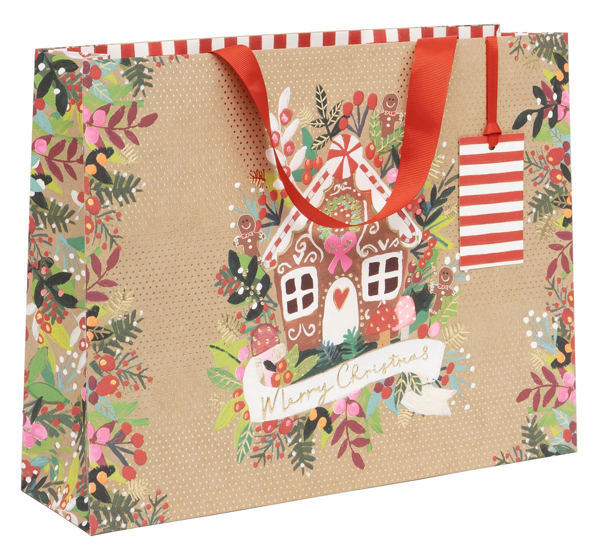 Gift Bag: Large Gingerbread House CHRISTMAS  - Kraft - Glick