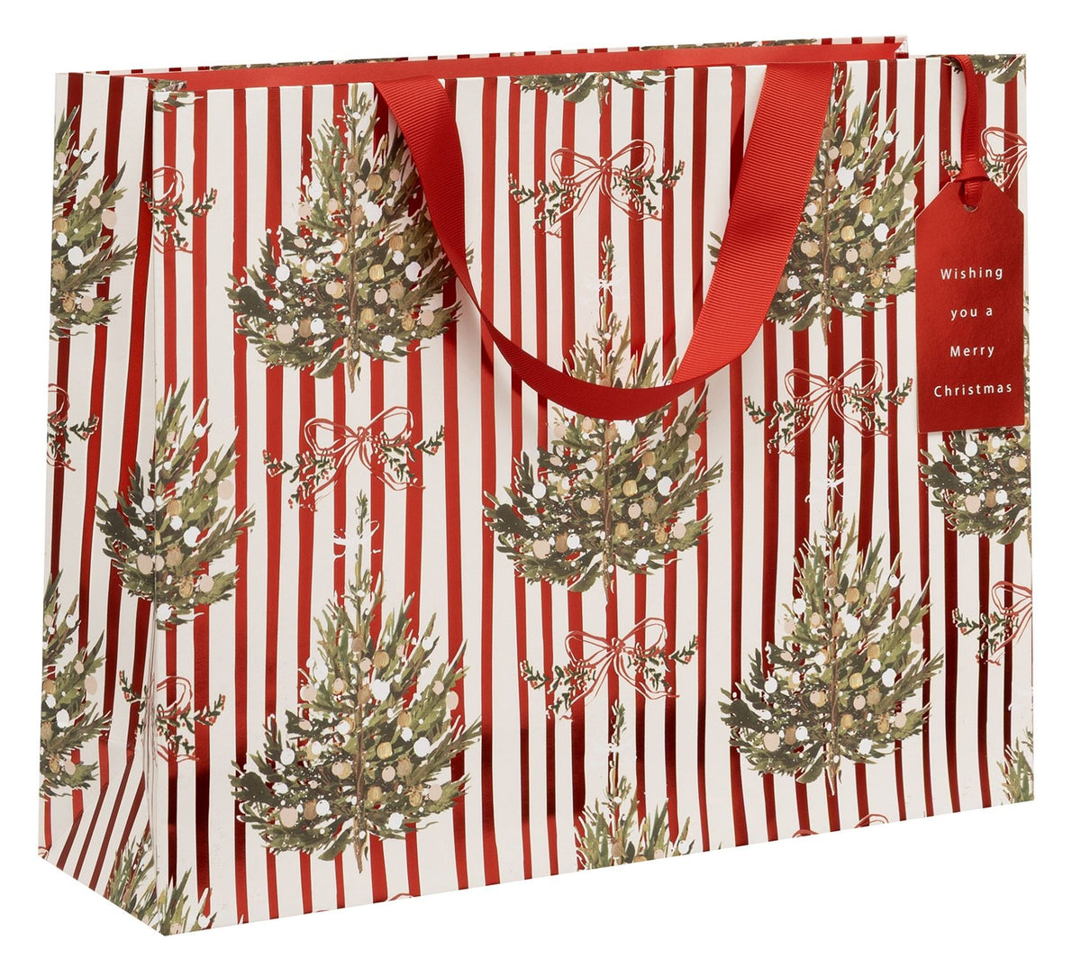 Gift Bag: Medium Landscape Striped Spruce - Red - Glick