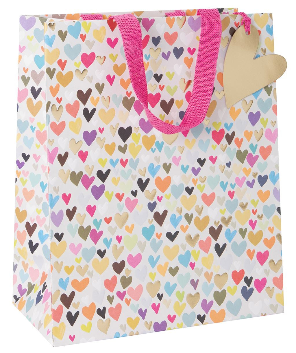 Gift Bag: Large Birthday Besotted Hearts - Multi - Paper Salad