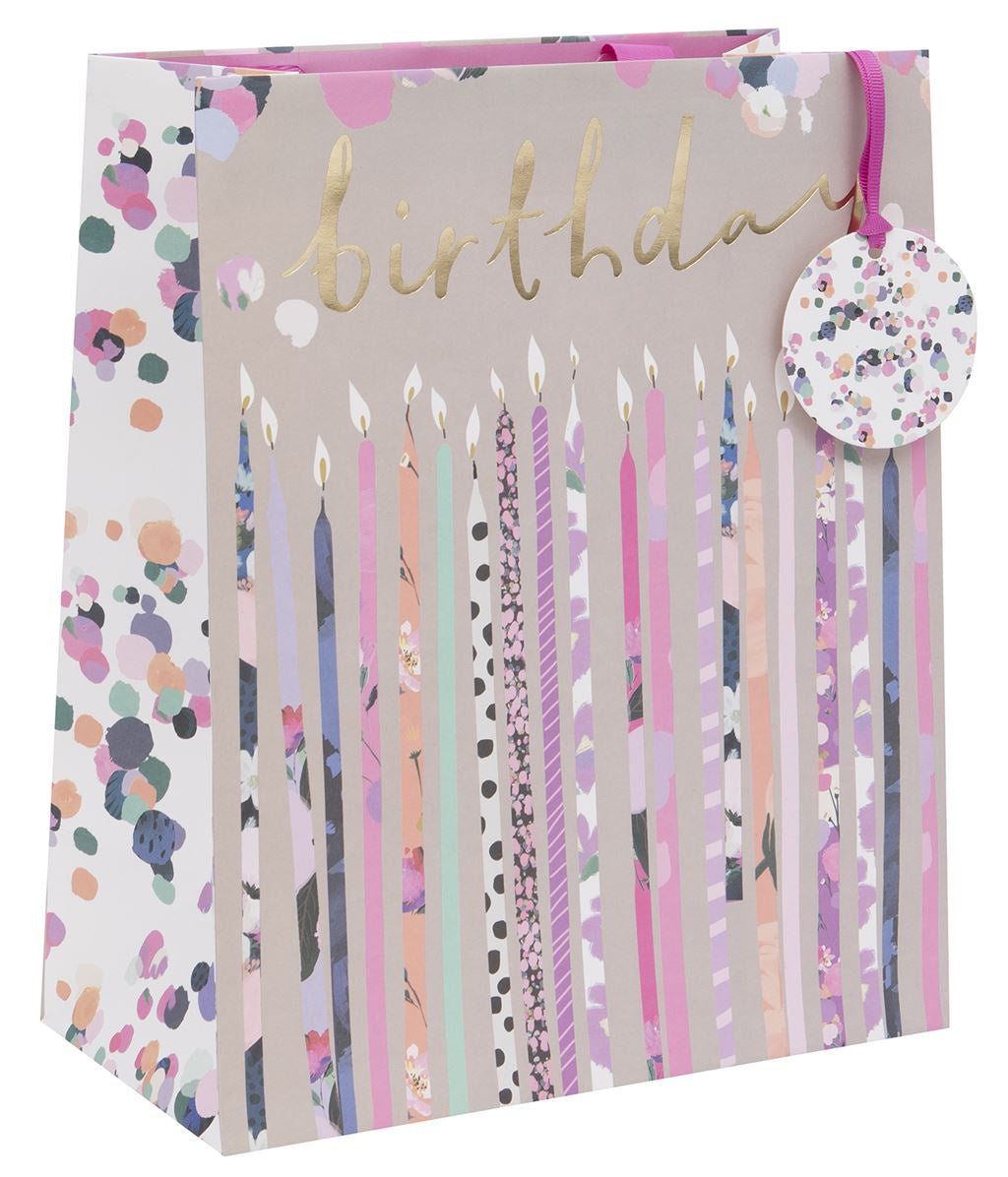 Gift Bag: Large Birthday Candles Pastels - Multicolour - Stephanie Davies