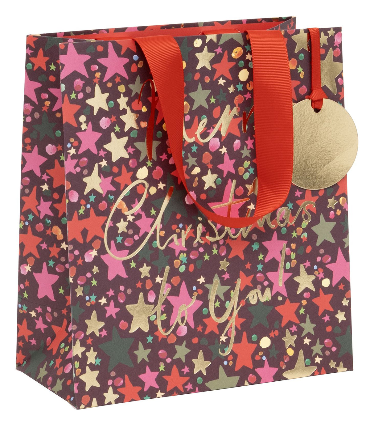 Gift Bag: Medium Star Light Star Bright CHRISTMAS  - Pink - Glick