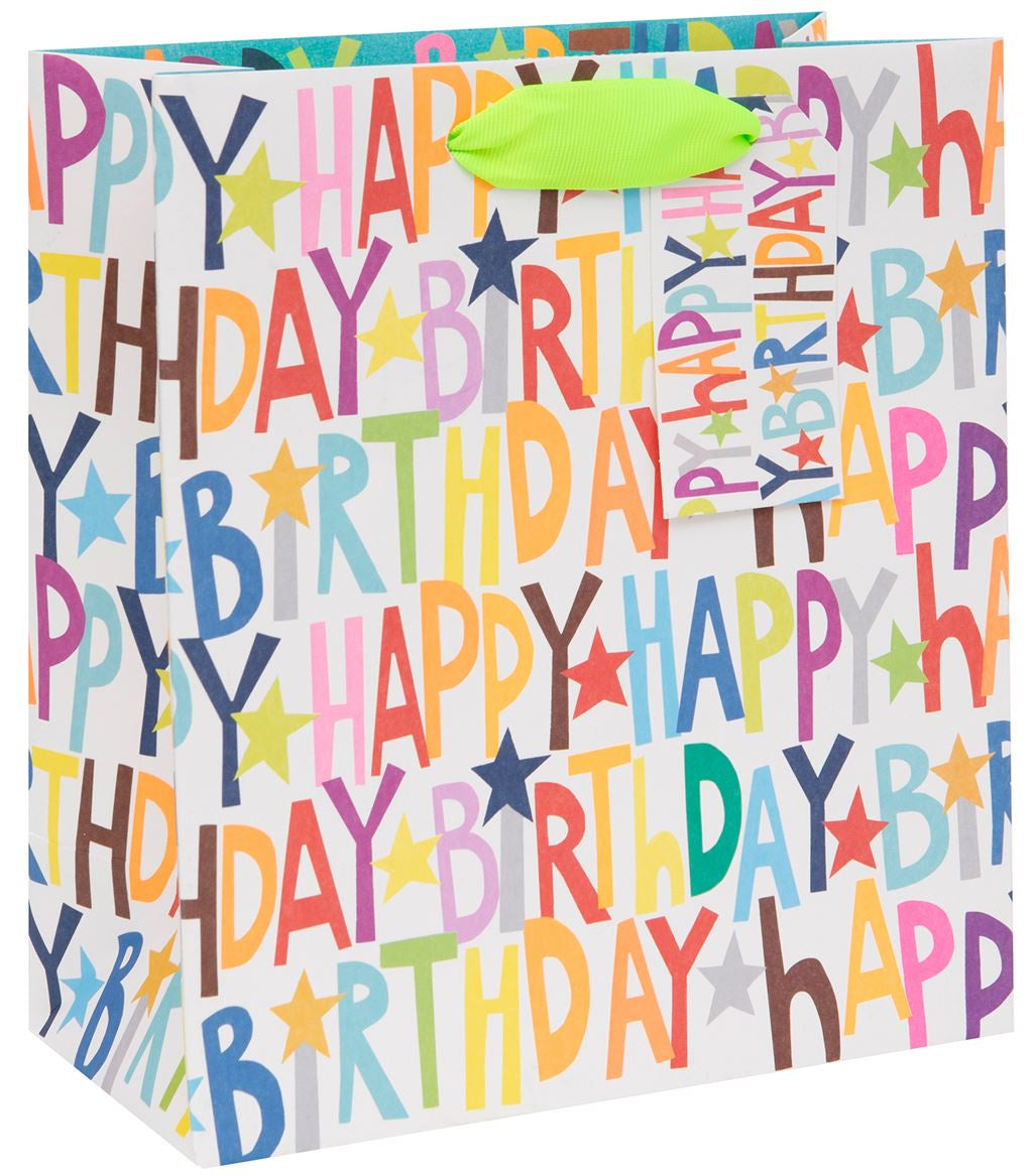 Gift Bag: Medium Happy Birthday Brights - Multicolour - Paper Salad