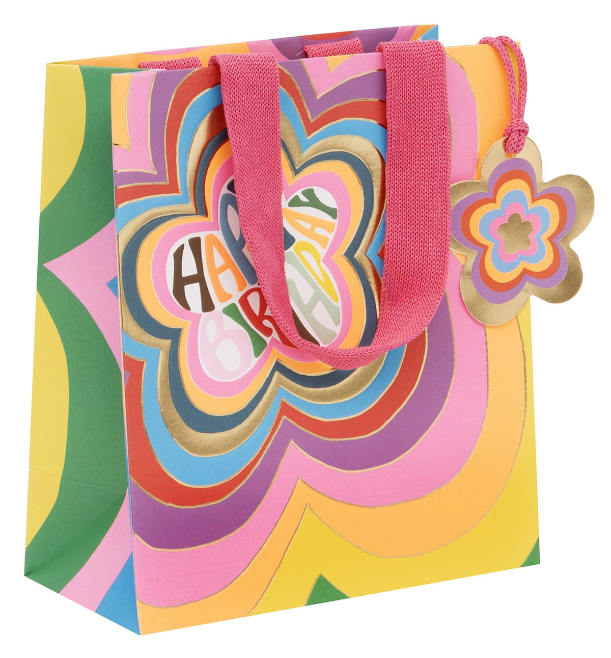 Gift Bag: Medium Flower Power Retro Brights - Multicolour - Glick