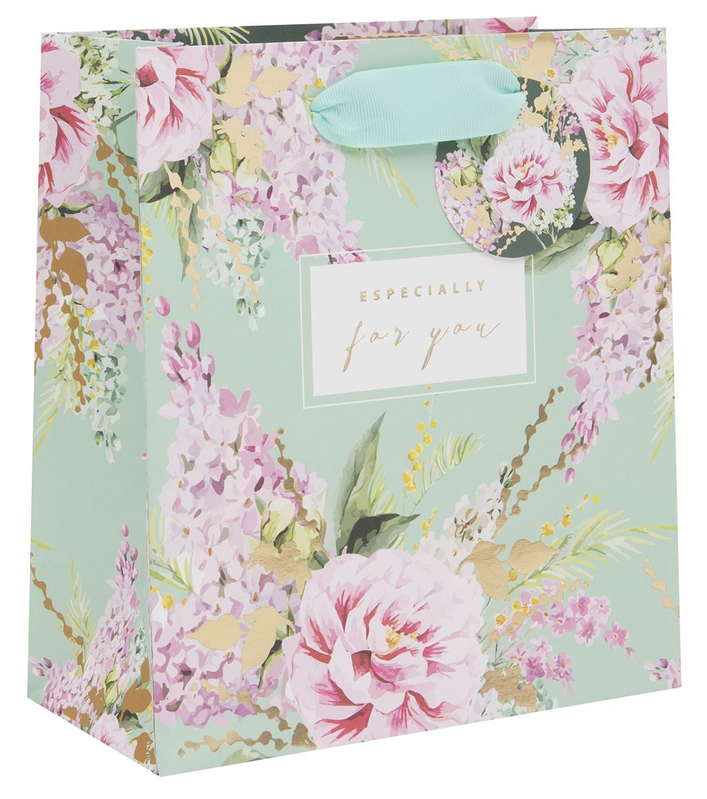 Gift Bag: Medium Peonies Foxglove Especially for You - Pink & Turquoise - Stephanie Davies