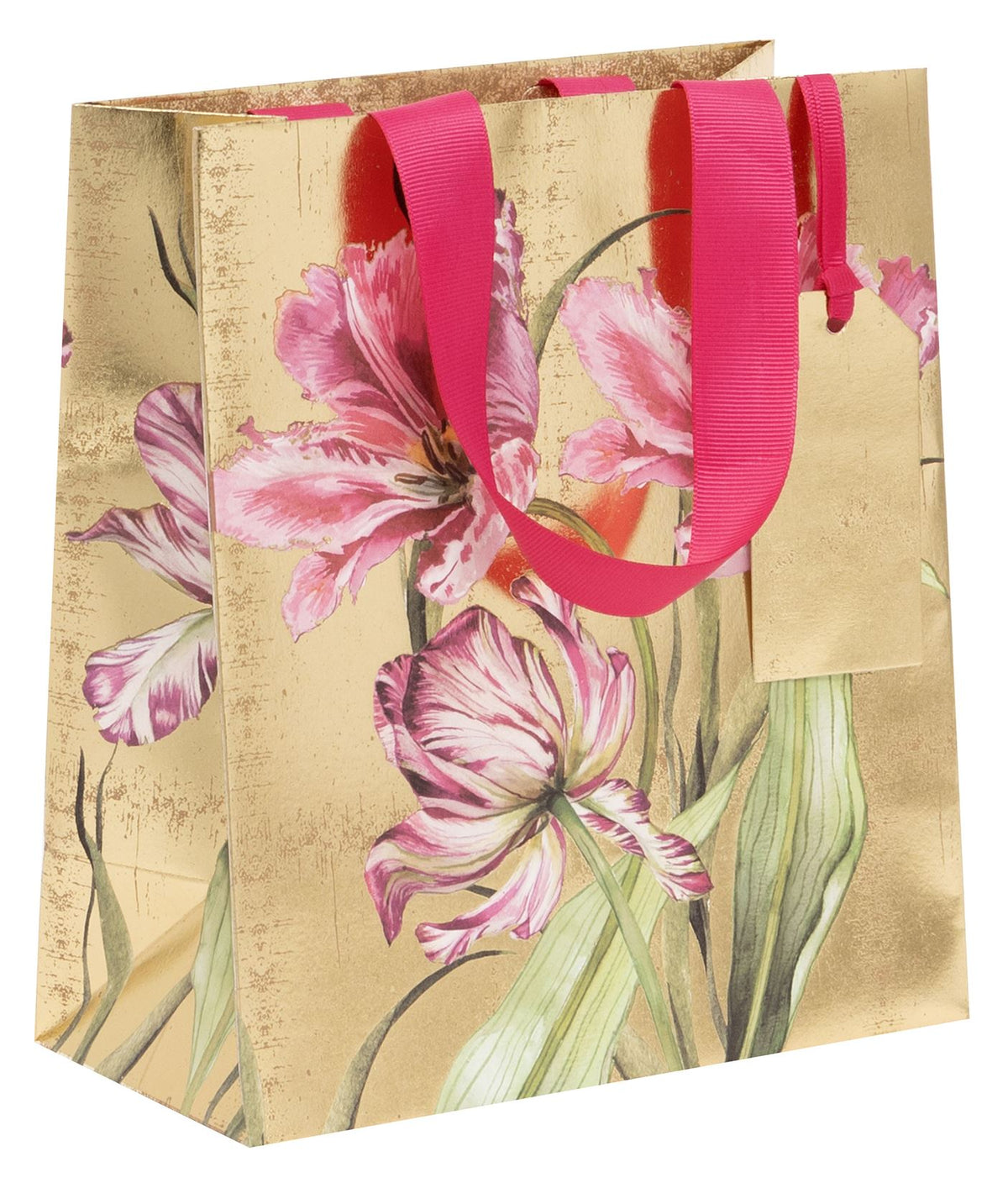 Gift Bag: Medium Gilded Tulips Metallic - Gold & Pink - Glick