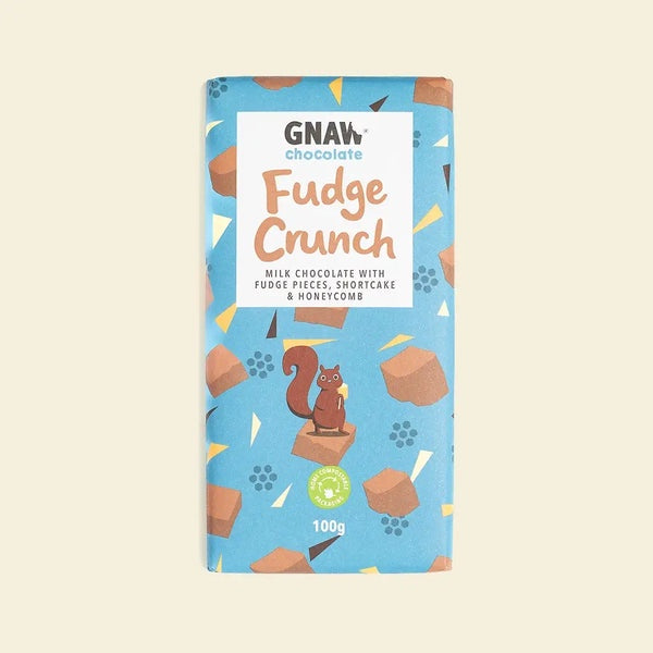 Chocolate Bar: Milk Chocolate Fudge Crunch - Blue Wrap - Gnaw