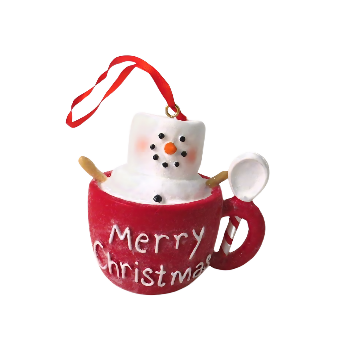 Christmas Tree Decoration: Ceramic Marshmallow In a Cup - Giftware Trading