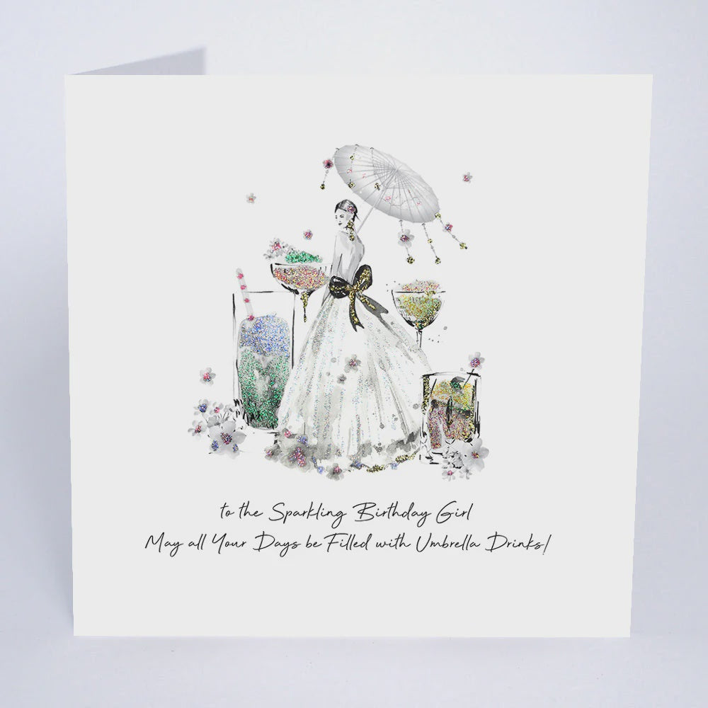 Birthday Card: May All Your Days Be Filled With Umbrella Drinks! Hand Finished Glitters GLAMARAMA - Five Dollar Shake