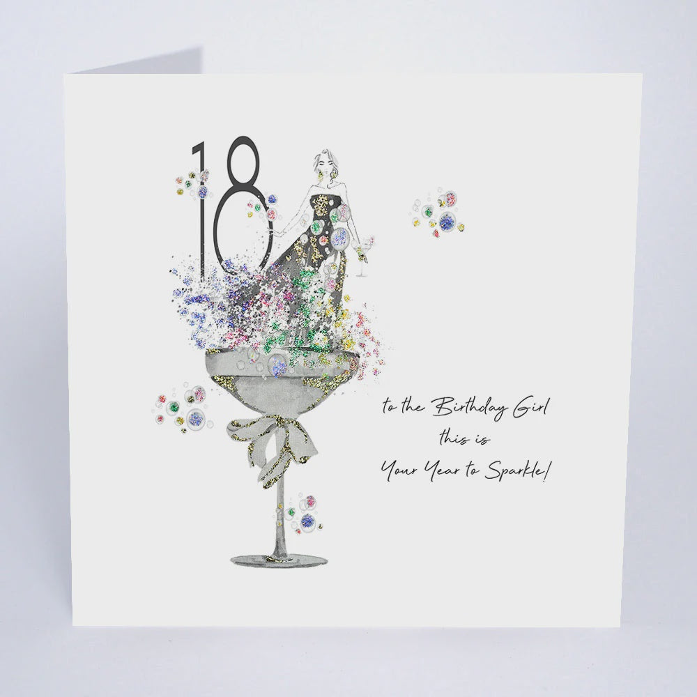 Age 18th Card: This Is Your Year To Sparkle Hand Finished Glitters GLAMARAMA - Five Dollar Shake